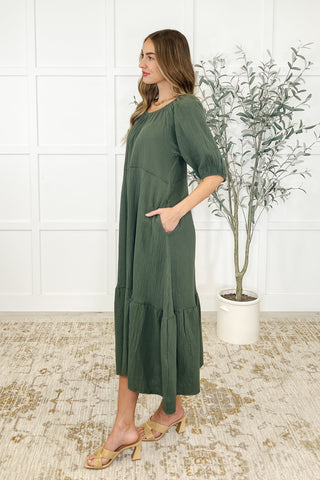 Hazel Dress in Dusty Pine-Womens-Ave Shops-Motis & Co Boutique, Women's Fashion Boutique in Carthage, Missouri