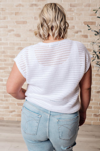 Here for More Open Knit Cap Sleeve Sweater-Tops-Ave Shops-Motis & Co Boutique, Women's Fashion Boutique in Carthage, Missouri