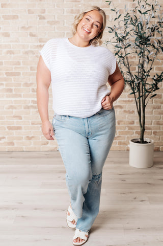 Here for More Open Knit Cap Sleeve Sweater-Tops-Ave Shops-Motis & Co Boutique, Women's Fashion Boutique in Carthage, Missouri