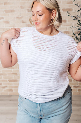 Here for More Open Knit Cap Sleeve Sweater-Tops-Ave Shops-Motis & Co Boutique, Women's Fashion Boutique in Carthage, Missouri