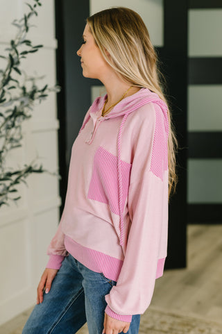 Here for Now Color Block Hoodie in Pink-Hoodies-Ave Shops-Motis & Co Boutique, Women's Fashion Boutique in Carthage, Missouri