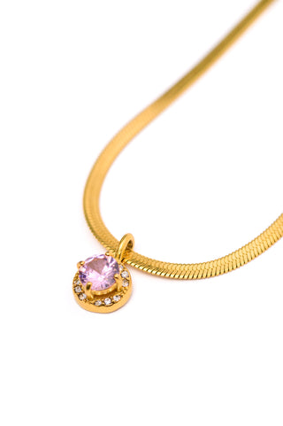 Here to Shine Gold Plated Necklace in Pink-Necklaces-Ave-Motis & Co Boutique, Women's Fashion Boutique in Carthage, Missouri