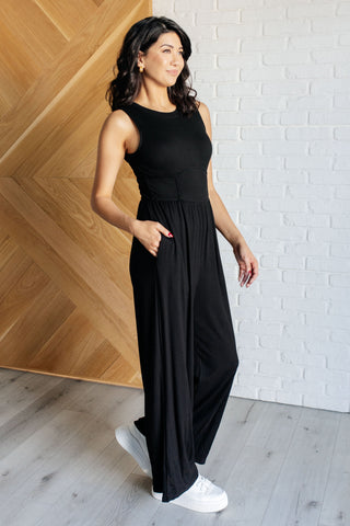 Hilary Wide Leg Jumpsuit in Black-Jumpsuits & Rompers-Ave Shops-Motis & Co Boutique, Women's Fashion Boutique in Carthage, Missouri