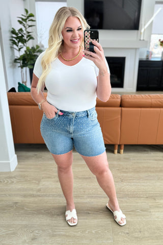 Elle High Rise Rhinestone Cutoff Shorts-shorts-Ave Shops-Motis & Co Boutique, Women's Fashion Boutique in Carthage, Missouri