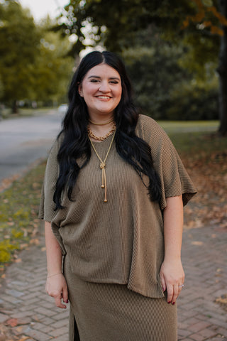 Flowy Poncho Style Top Maxi Dress Set in Olive - Eva-Dresses-Dear Scarlett-Motis & Co Boutique, Women's Fashion Boutique in Carthage, Missouri