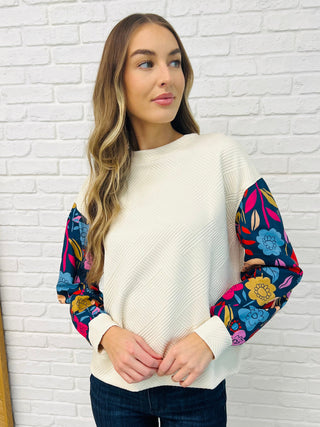 Sing a Melody Floral Sleeve Top-Womens-Ave Shops-Motis & Co Boutique, Women's Fashion Boutique in Carthage, Missouri