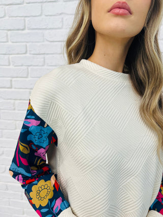 Sing a Melody Floral Sleeve Top-Womens-Ave Shops-Motis & Co Boutique, Women's Fashion Boutique in Carthage, Missouri