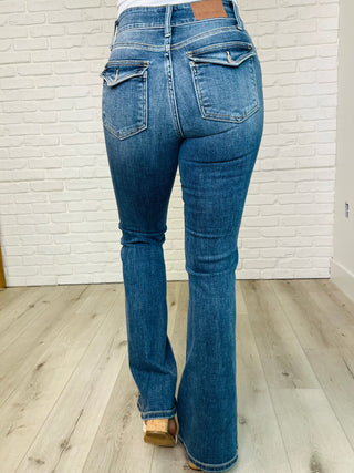 Judy Blue Ariana High Rise Double Button Waistband Flare Jeans-Womens-Ave Shops-Motis & Co Boutique, Women's Fashion Boutique in Carthage, Missouri