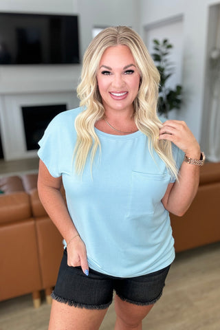 Not So Basic Pocket Tee in Blue-Tops-Ave Shops-Motis & Co Boutique, Women's Fashion Boutique in Carthage, Missouri