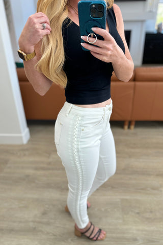 Maddie Mid Rise Braided Side Seam Relaxed Jeans-Denim-Ave Shops-Motis & Co Boutique, Women's Fashion Boutique in Carthage, Missouri