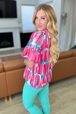 Art Exhibit V-Neck Blouse-Tops-Ave Shops-Motis & Co Boutique, Women's Fashion Boutique in Carthage, Missouri
