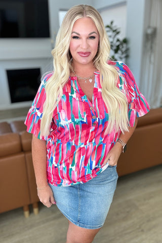 Art Exhibit V-Neck Blouse-Tops-Ave Shops-Motis & Co Boutique, Women's Fashion Boutique in Carthage, Missouri