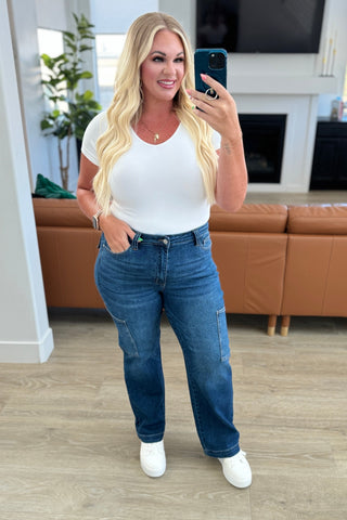 Leila High Rise Cargo Straight Jeans-Jeans-Ave-Motis & Co Boutique, Women's Fashion Boutique in Carthage, Missouri