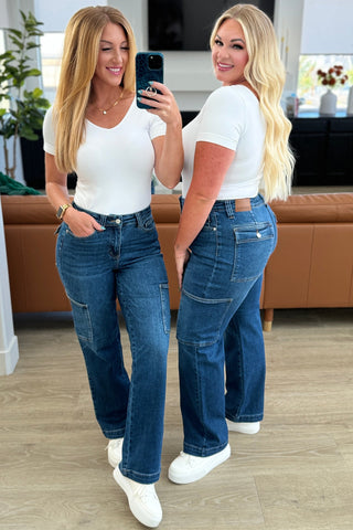 Leila High Rise Cargo Straight Jeans-Jeans-Ave-Motis & Co Boutique, Women's Fashion Boutique in Carthage, Missouri