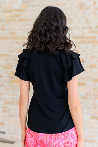 I'll Allow It Flutter Sleeve Tee In Black-Tops-Ave Shops-Motis & Co Boutique, Women's Fashion Boutique in Carthage, Missouri