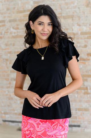 I'll Allow It Flutter Sleeve Tee In Black-Tops-Ave Shops-Motis & Co Boutique, Women's Fashion Boutique in Carthage, Missouri