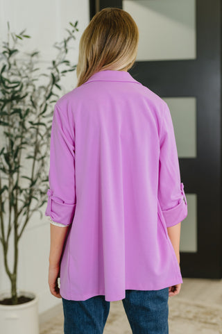 I'm Really That Gal Open Front Blazer in Orchid Glow-Blazers-Ave Shops-Motis & Co Boutique, Women's Fashion Boutique in Carthage, Missouri