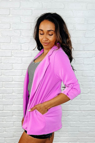 I'm Really That Gal Open Front Blazer in Orchid Glow-Blazers-Ave Shops-Motis & Co Boutique, Women's Fashion Boutique in Carthage, Missouri