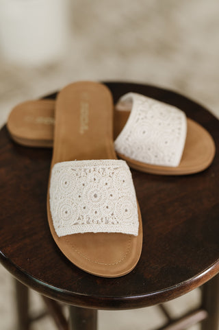 Imelda Off White Crocheted Slip On Sandal-Sandals-Ave Shops-Motis & Co Boutique, Women's Fashion Boutique in Carthage, Missouri