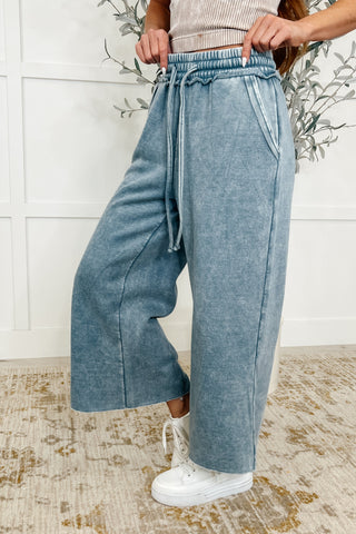 In or Out Wide Leg Cropped Pants Dusty Blue-Pants-Ave Shops-Motis & Co Boutique, Women's Fashion Boutique in Carthage, Missouri