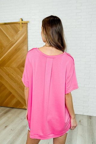 In the Rotation Exposed Seam Tee in Hot Pink-Womens-Ave Shops-Motis & Co Boutique, Women's Fashion Boutique in Carthage, Missouri