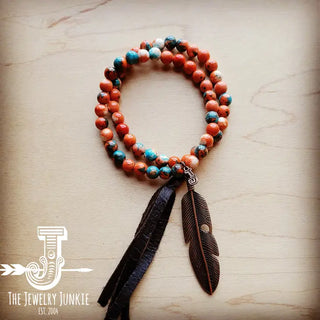 Jade Double Strand Feather Bracelet-Bracelets-rc-Motis & Co Boutique, Women's Fashion Boutique in Carthage, Missouri