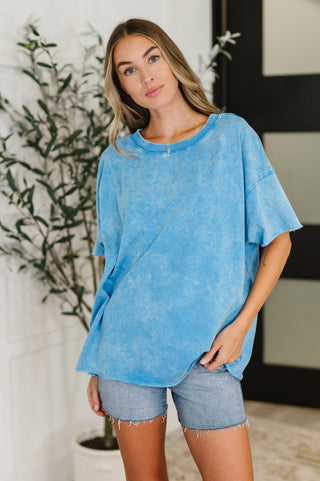 Just My Type Mineral Wash Relaxed Top in Deep Sky-T-shirt-Ave Shops-Motis & Co Boutique, Women's Fashion Boutique in Carthage, Missouri