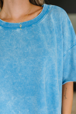 Just My Type Mineral Wash Relaxed Top in Deep Sky-T-shirt-Ave Shops-Motis & Co Boutique, Women's Fashion Boutique in Carthage, Missouri