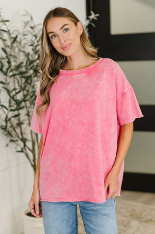 Just My Type Mineral Wash Relaxed Top in Fuchsia-T-shirt-Ave Shops-Motis & Co Boutique, Women's Fashion Boutique in Carthage, Missouri