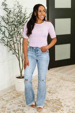 Knit Pick Basic Tee in Pink-T-shirt-Ave Shops-Motis & Co Boutique, Women's Fashion Boutique in Carthage, Missouri