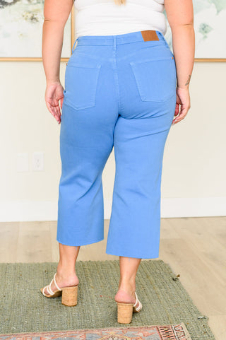 Judy Blue Lisa High Rise Control Top Wide Leg Crop Jeans in Sky Blue-Jeans-Ave-Motis & Co Boutique, Women's Fashion Boutique in Carthage, Missouri