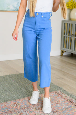 Judy Blue Lisa High Rise Control Top Wide Leg Crop Jeans in Sky Blue-Jeans-Ave-Motis & Co Boutique, Women's Fashion Boutique in Carthage, Missouri