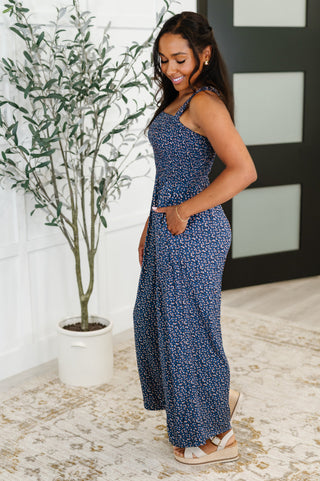 Live Your Best Life Floral Jumpsuit in Blue Floral-Jumpsuits & Rompers-Ave Shops-Motis & Co Boutique, Women's Fashion Boutique in Carthage, Missouri