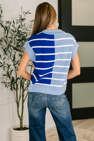 Lonely Traveler Striped Quarter Zip Vest in Blue-Womens-Ave Shops-Motis & Co Boutique, Women's Fashion Boutique in Carthage, Missouri
