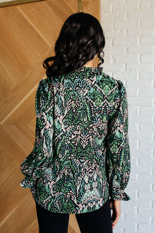 Looking Out Damask Print Blouse-Long Sleeves-Ave Shops-Motis & Co Boutique, Women's Fashion Boutique in Carthage, Missouri