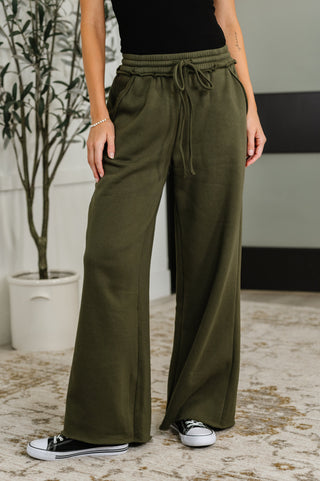 Lounge Line Wide Leg Sweats in Dark Olive-Joggers-Ave Shops-Motis & Co Boutique, Women's Fashion Boutique in Carthage, Missouri