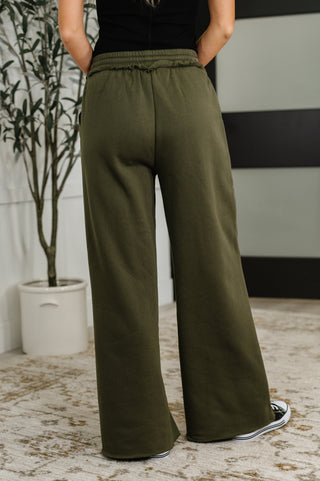 Lounge Line Wide Leg Sweats in Dark Olive-Joggers-Ave Shops-Motis & Co Boutique, Women's Fashion Boutique in Carthage, Missouri