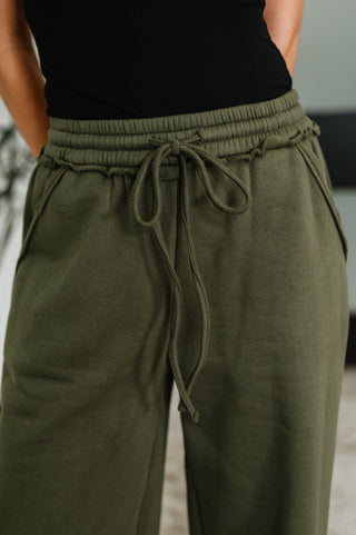 Lounge Line Wide Leg Sweats in Dark Olive-Joggers-Ave Shops-Motis & Co Boutique, Women's Fashion Boutique in Carthage, Missouri