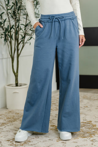Lounge Line Wide Leg Sweats in Dusty Blue-Joggers-Ave Shops-Motis & Co Boutique, Women's Fashion Boutique in Carthage, Missouri