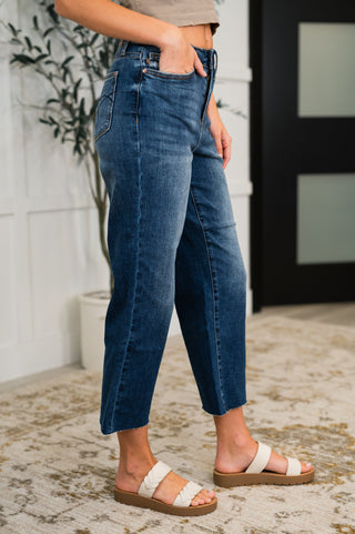 Maisie High Waist Back Pocket Embroidery Crop Wide-jeans-Ave Shops-Motis & Co Boutique, Women's Fashion Boutique in Carthage, Missouri