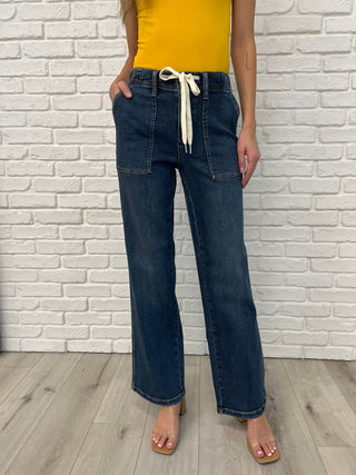 Melanie High Rise Drawstring Wide Leg Jeans-Womens-Judy Blue-Motis & Co Boutique, Women's Fashion Boutique in Carthage, Missouri