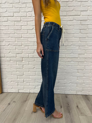 Melanie High Rise Drawstring Wide Leg Jeans-Womens-Judy Blue-Motis & Co Boutique, Women's Fashion Boutique in Carthage, Missouri