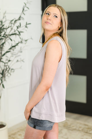 Mellow Muse Relaxed Knit Tank in Pearl Grey-Tanks-Ave Shops-Motis & Co Boutique, Women's Fashion Boutique in Carthage, Missouri