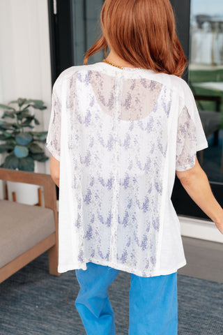 Mention Me Floral Accent Top in Ivory-Short Sleeves-POL-Motis & Co Boutique, Women's Fashion Boutique in Carthage, Missouri