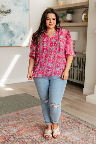Moments Like This V-Neck Bell Sleeve Blouse-Tops-Ave Shops-Motis & Co Boutique, Women's Fashion Boutique in Carthage, Missouri