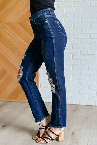 Judy Blue Montana High Rise Rigid Magic Distressed Straight Jeans-jeans-Ave-Motis & Co Boutique, Women's Fashion Boutique in Carthage, Missouri