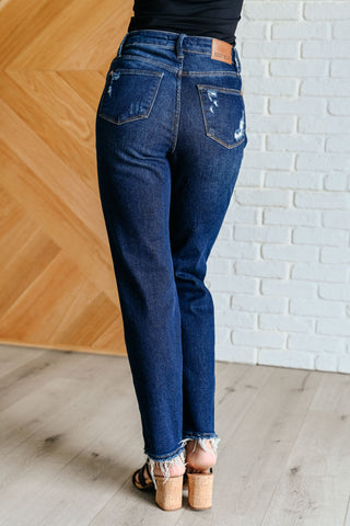 Judy Blue Montana High Rise Rigid Magic Distressed Straight Jeans-jeans-Ave-Motis & Co Boutique, Women's Fashion Boutique in Carthage, Missouri