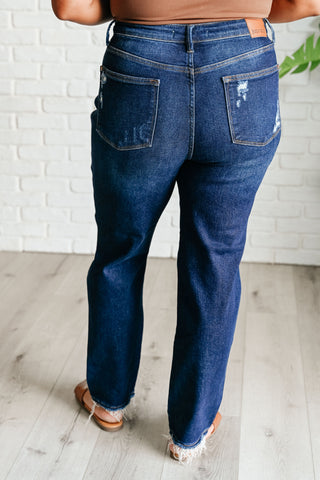 Judy Blue Montana High Rise Rigid Magic Distressed Straight Jeans-jeans-Ave-Motis & Co Boutique, Women's Fashion Boutique in Carthage, Missouri