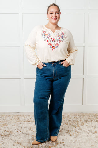More Than You Would Think Embroidered Blouse-Long Sleeves-Ave Shops-Motis & Co Boutique, Women's Fashion Boutique in Carthage, Missouri
