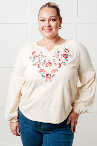 More Than You Would Think Embroidered Blouse-Long Sleeves-Ave Shops-Motis & Co Boutique, Women's Fashion Boutique in Carthage, Missouri